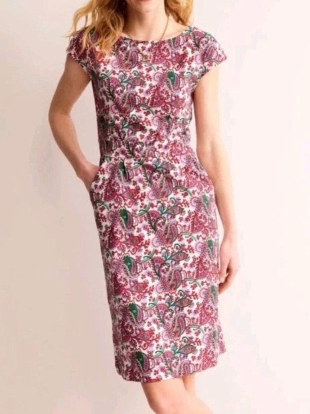 NWT Boden Florrie Dress | Paisley Floral Print, Cap Sleeves | Classic Versatile - Picture 6 of 6